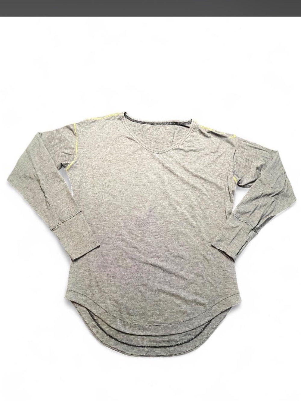 Lululemon Grey long sleeve shirt with yellow accents, L/14